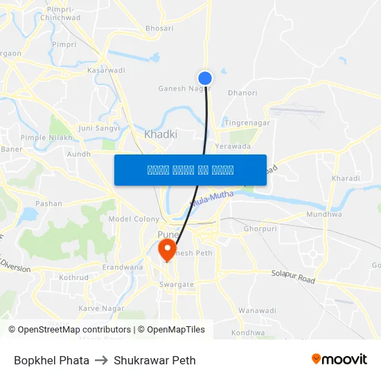 बोपखेल फाटा to शुक्रवार पेठ map
