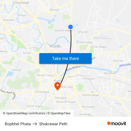 बोपखेल फाटा to शुक्रवार पेठ map