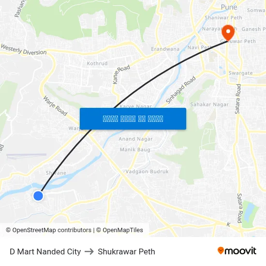 डी मार्ट नांदेड सिटी to शुक्रवार पेठ map