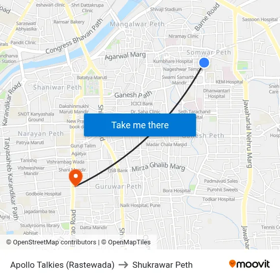 अपोलो टॉकीज (रस्तेवाडा) to शुक्रवार पेठ map
