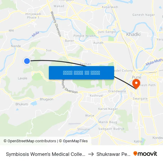 सिम्बायोसिस महिला मेडिकल कॉलेज to शुक्रवार पेठ map