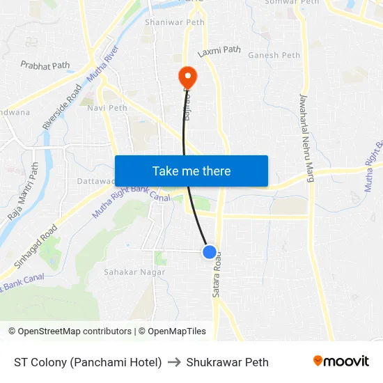 ST Colony (Panchami Hotel) to Shukrawar Peth map