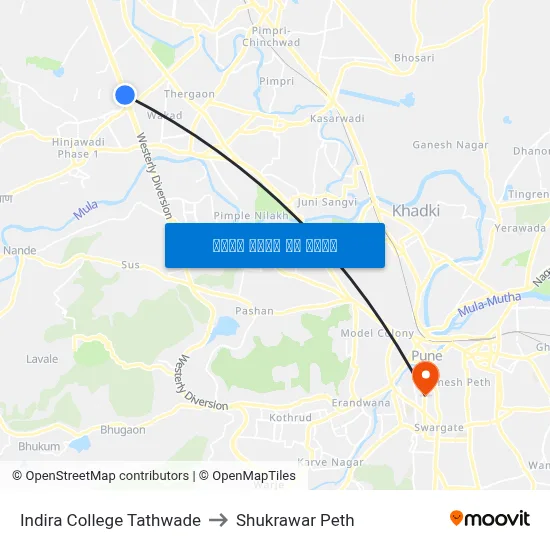 Indira College Tathwade to Shukrawar Peth map