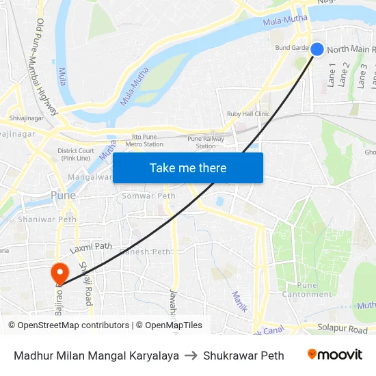 मधुर मिलन मंगल कार्यालय to शुक्रवार पेठ map