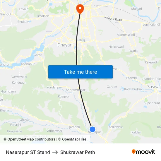 Nasarapur ST Stand to Shukrawar Peth map