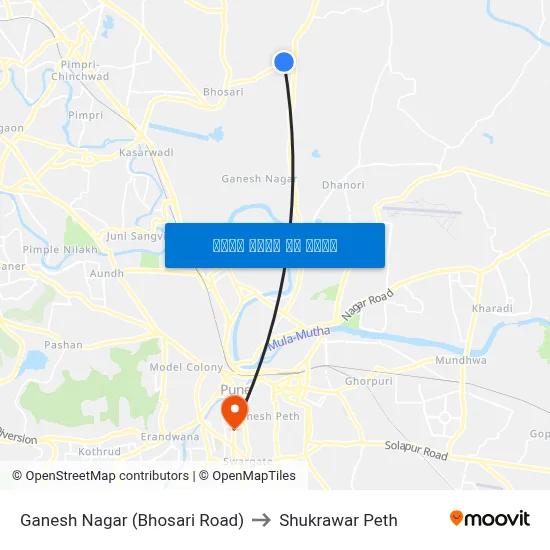 गणेश नगर (भोसरी रोड) to शुक्रवार पेठ map