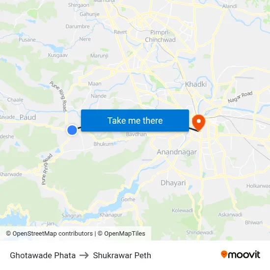 घोटावडे फाटा to शुक्रवार पेठ map