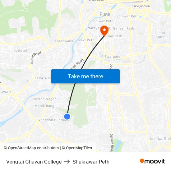 वेणूताई चव्हाण कॉलेज to शुक्रवार पेठ map