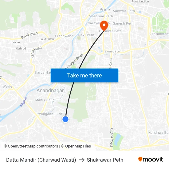 Datta Mandir (Charwad Wasti) to शुक्रवार पेठ map