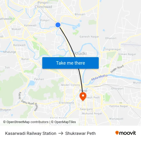 कासारवाडी रेलवे स्टेशन to शुक्रवार पेठ map