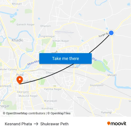 केसनंद फाटा to शुक्रवार पेठ map