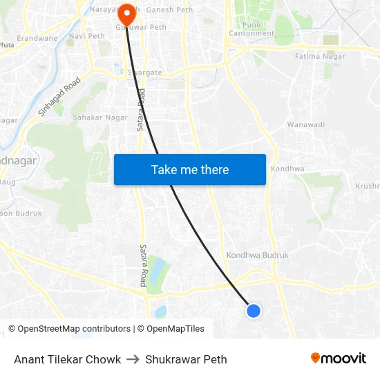अनंत टिळेकर चौक to शुक्रवार पेठ map