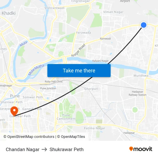 चंदन नगर to शुक्रवार पेठ map