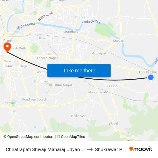 छत्रपति शिवाजी महाराज उद्यान लोणी to शुक्रवार पेठ map