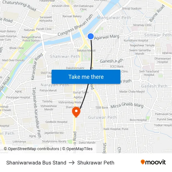 शनिवारवाडा बस स्टैंड to शुक्रवार पेठ map