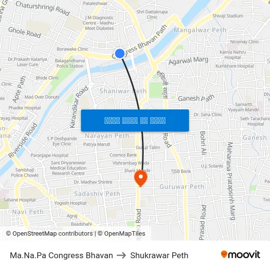 मा.न.पा कांग्रेस भवन to शुक्रवार पेठ map