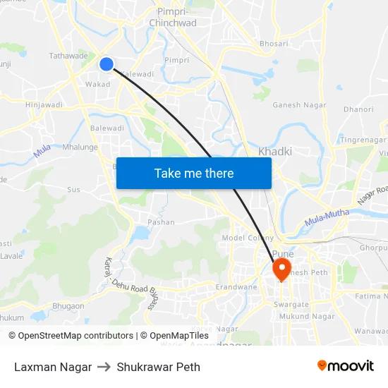 लक्ष्मण नगर to शुक्रवार पेठ map
