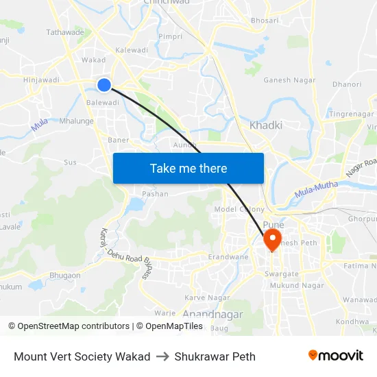 माउंट वर्ट सोसायटी वाकड to शुक्रवार पेठ map