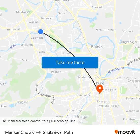 मानकर चौक to शुक्रवार पेठ map
