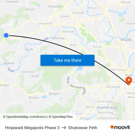 हिंजवाडी मेगापोलिस फेज 3 to शुक्रवार पेठ map
