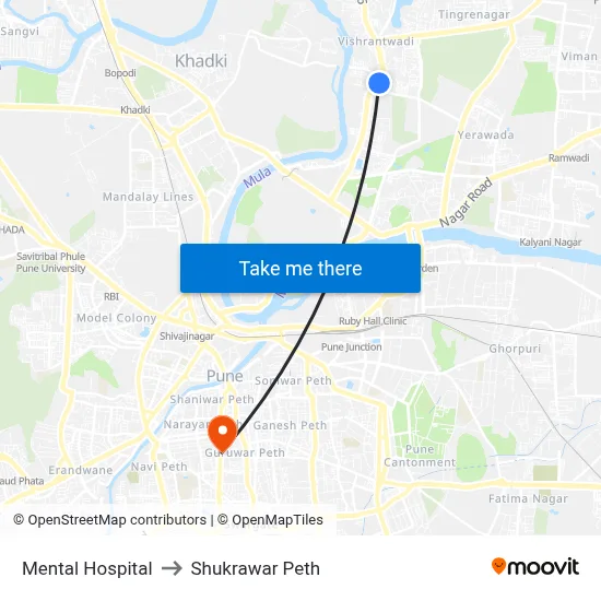 मानसिक अस्पताल to शुक्रवार पेठ map