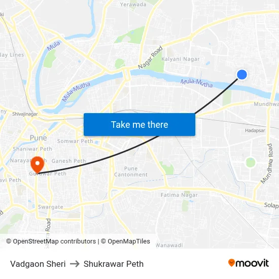 वडगाव शेरी to शुक्रवार पेठ map