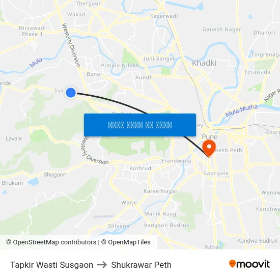 टपकीर वस्ती सुसगाव to शुक्रवार पेठ map