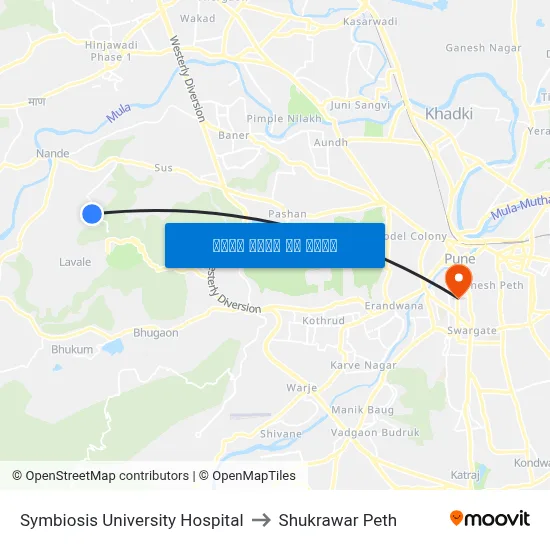 सिम्बायोसिस यूनिवर्सिटी हॉस्पिटल to शुक्रवार पेठ map