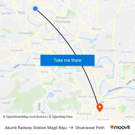 आकुर्डी रेलवे स्टेशन मागील बाजू to शुक्रवार पेठ map