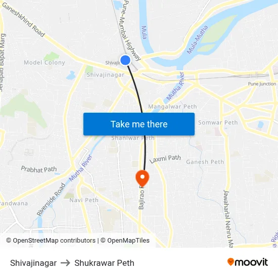 Shivajinagar to Shukrawar Peth map