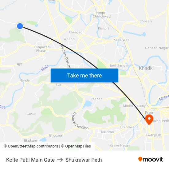 कोल्टे पाटिल मेन गेट to शुक्रवार पेठ map