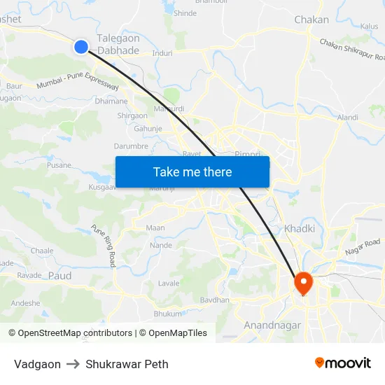 वडगाव to शुक्रवार पेठ map