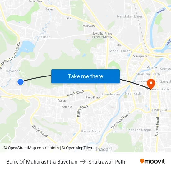 बैंक ऑफ महाराष्ट्र बावधन to शुक्रवार पेठ map