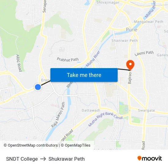 SNDT College to Shukrawar Peth map