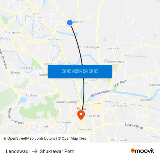लांडेवाडी to शुक्रवार पेठ map