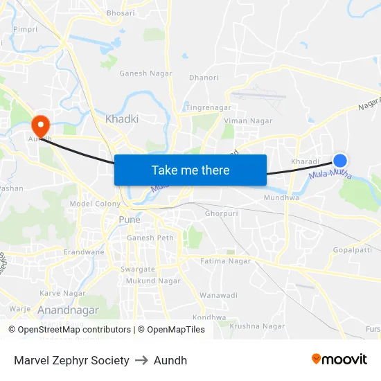 मार्वल ज़ेफिर सोसाइटी to औंध map