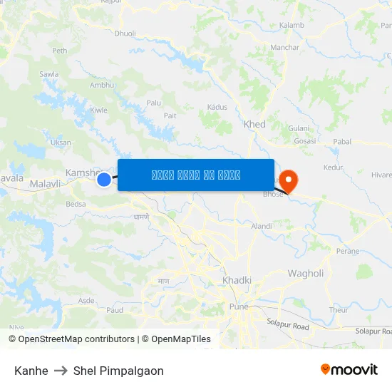 कन्हे to शेल पिंपलगाव map