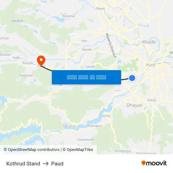 कोथरुड स्टैंड to पौड map