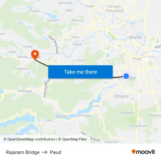 राजाराम पुल to पौड map
