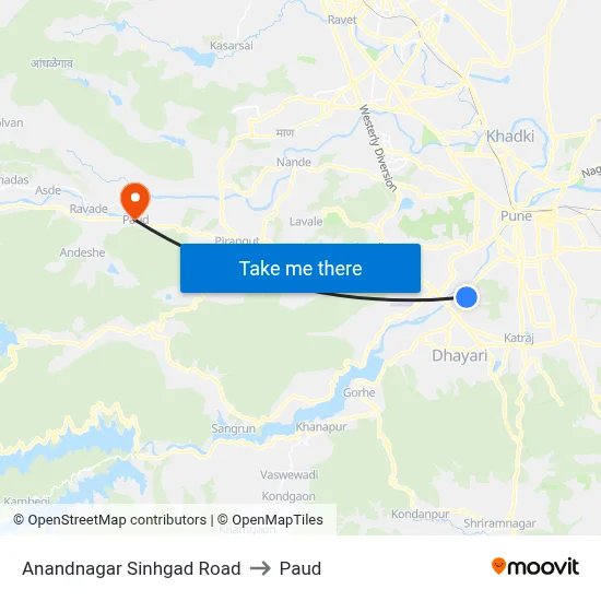 आनंदनगर सिंहगड रोड to पौड map