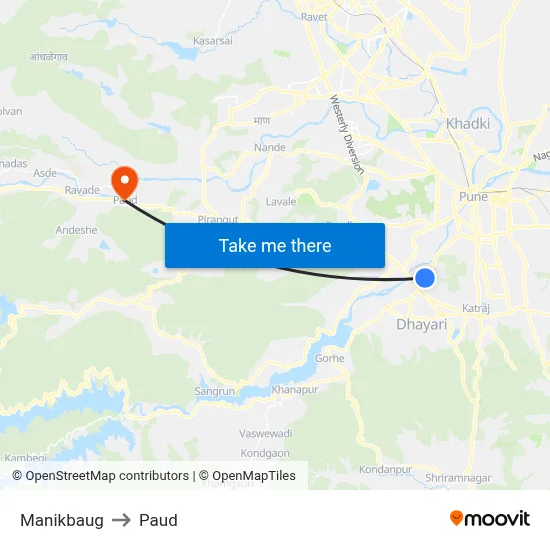माणिकबाग to पौड map
