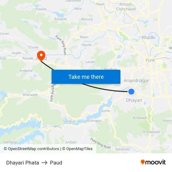 धायरी फाटा to पौड map