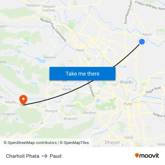 चऱ्होली फाटा to पौड map