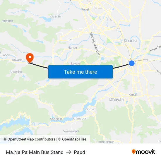 म.न.पा मुख्य बस स्टैंड to पौड map