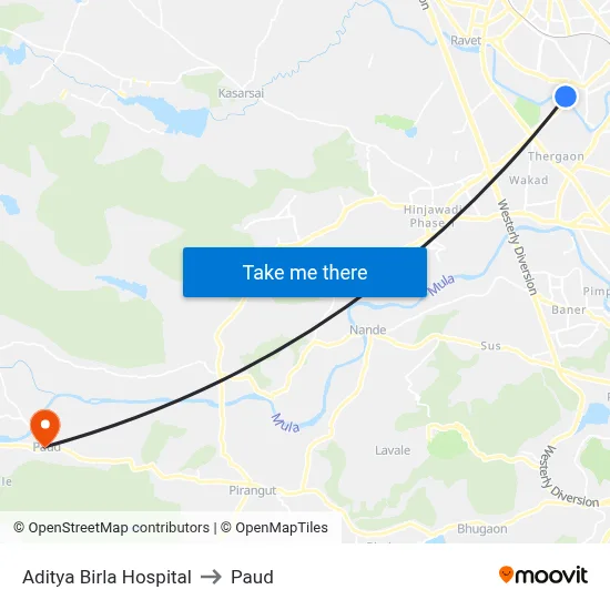 आदित्य बिड़ला हॉस्पिटल to पौड map