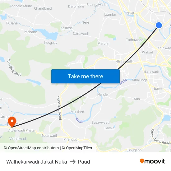 वल्हेकरवाडी जकात नाका to पौड map
