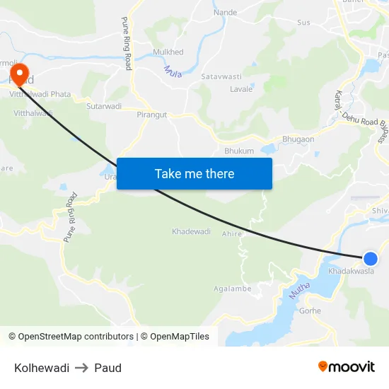 कोल्हेवाड़ी to पौड map