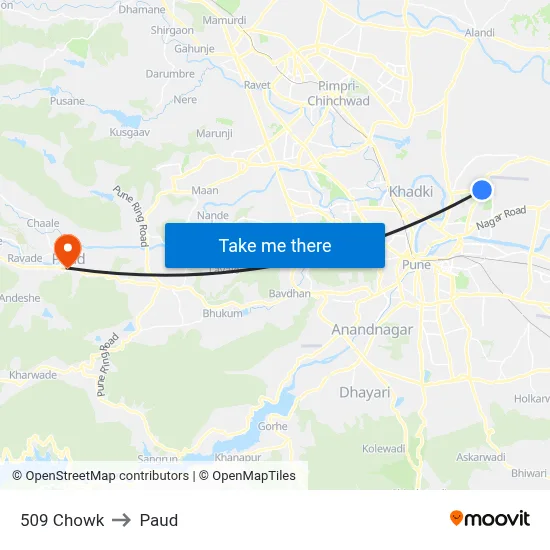 509 चौक to पौड map