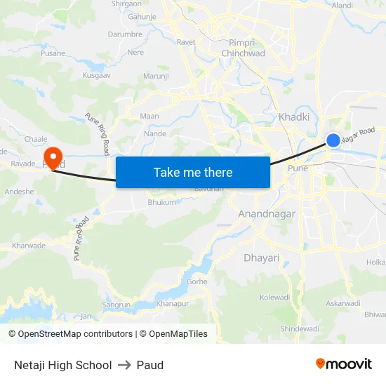 नेताजी हाई स्कूल to पौड map