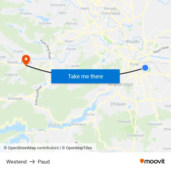 वेस्टएंड to पौड map
